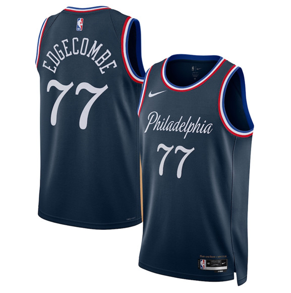 Philadelphia 76ers #77 V. J. Edgecombe Navy 2025-26 City Edition Swingman Stitched Jersey