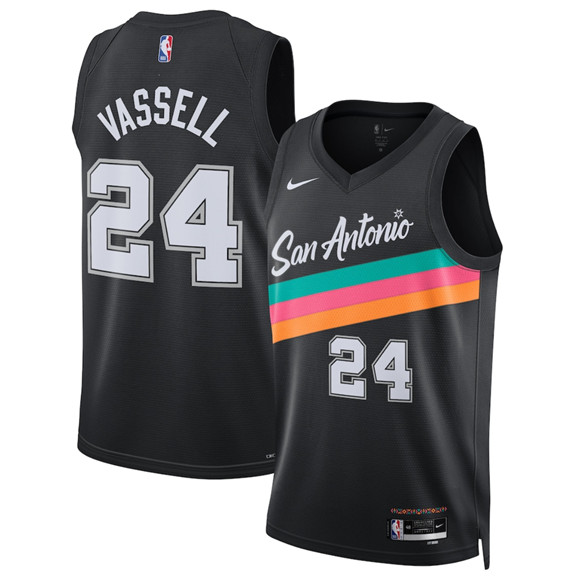 San Antonio Spurs #24 Devin Vassell Black 2025-26 City Edition Swingman Stitched Basketball Jersey