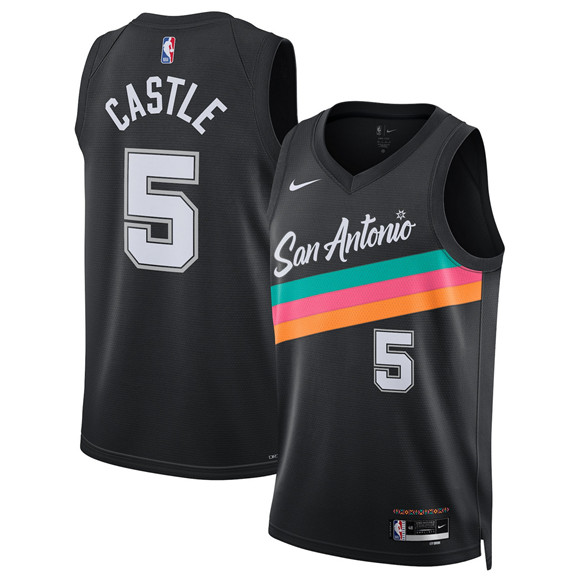 San Antonio Spurs #5 Stephon Castle Black 2025-26 City Edition Swingman Stitched Basketball Jersey