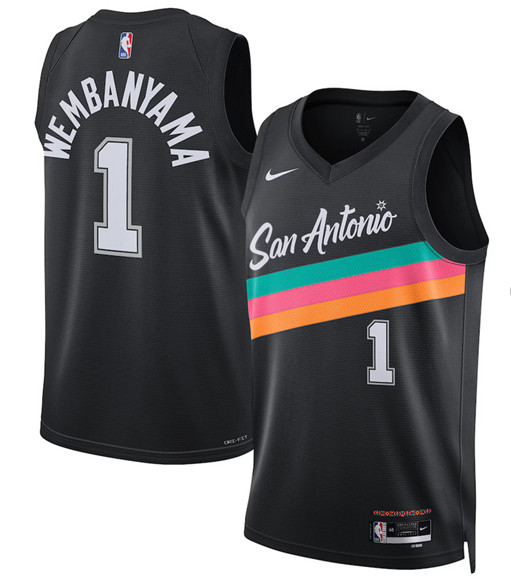 San Antonio Spurs #1 Victor Wembanyama Black 2025-26 City Edition Swingman Stitched Basketball Jersey