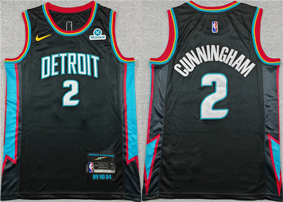 Detroit Pistons #2 Cade Cunningham Black 2025-26 City Edition Stitched Basketball Jersey