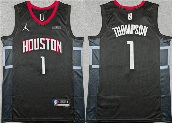 Houston Rockets #1 Amen Thompson Black Statement Edition Stitched Jersey