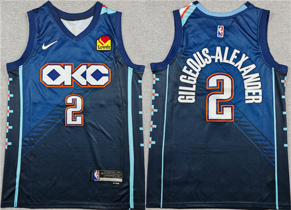 Oklahoma City Thunder #2 Shai Gilgeous-Alexander Navy 2025-26 City Edition Stitched Basketball Jersey