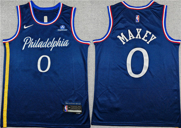 Philadelphia 76ers #0 Tyrese Maxey Navy 2025-26 City Edition Stitched Jersey