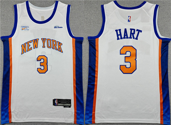 New York Knicks #3 Josh Hart White 2024-25 City Edition Stitched Basketball Jersey