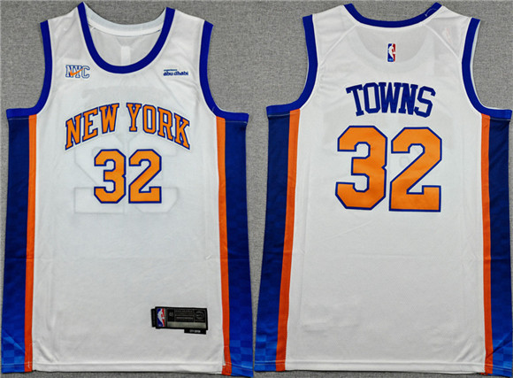New York Knicks #32 Karl-Anthony Towns White 2024-25 City Edition Stitched Basketball Jersey