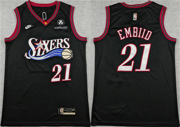 Philadelphia 76ers #21 Joel Embiid Black 2025 Classic Edition Stitched Stitched Jersey