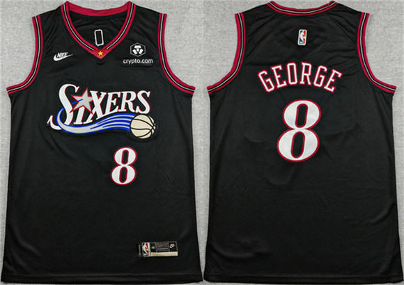 Philadelphia 76ers #8 Paul George Black 2025 Classic Edition Stitched Stitched Jersey