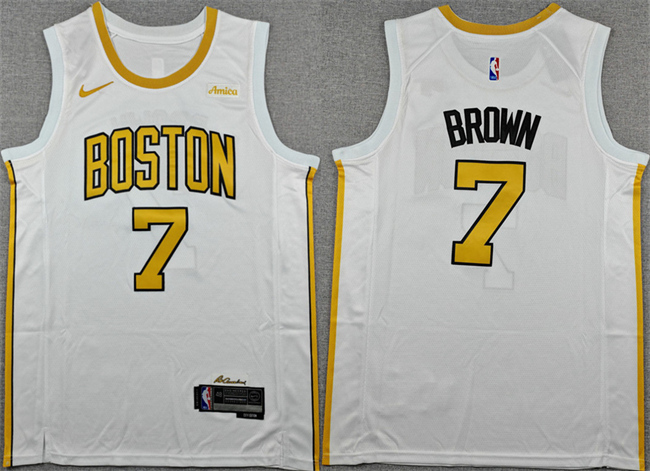 Boston Celtics #7 Jaylen Brown White 2025-26 City Edition Stitched Basketball Jersey