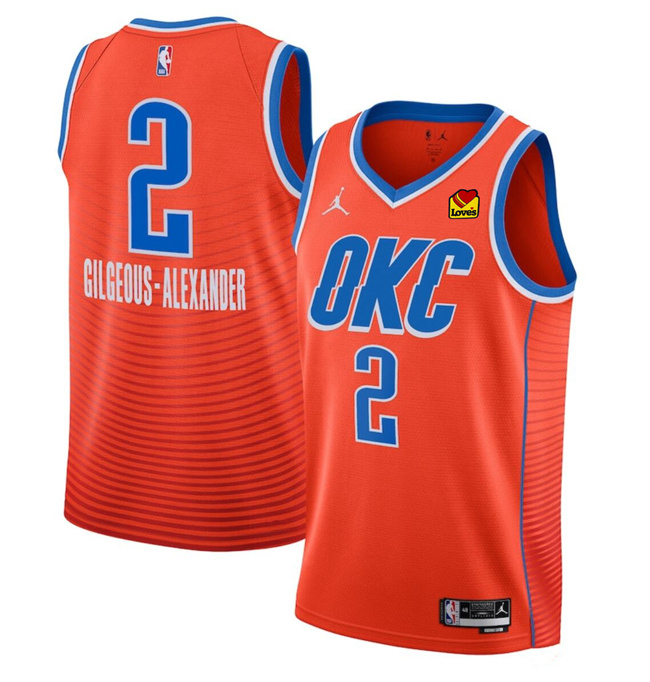Oklahoma City Thunder #2 Shai Gilgeous-Alexander Orange Statement Edition Stitched Basketball Jersey