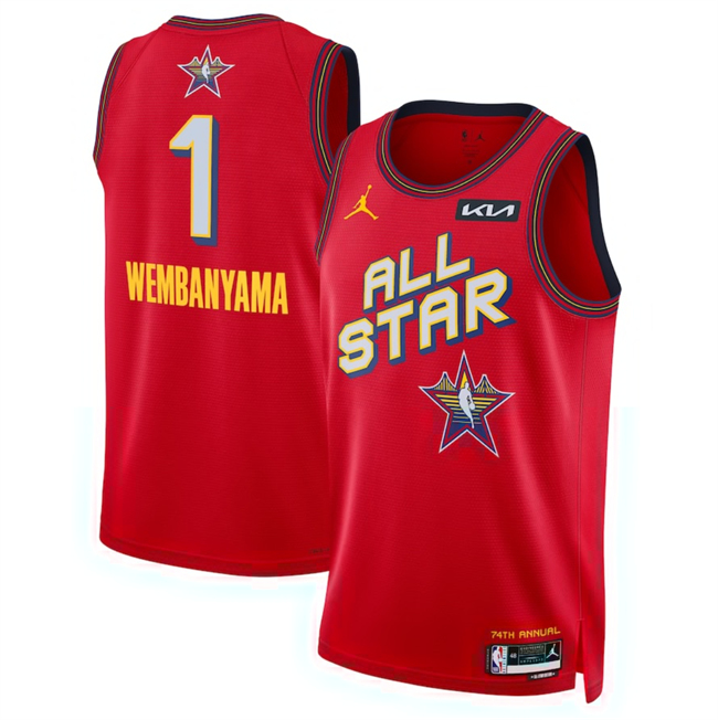 2025 All-Star #1 Victor Wembanyama Red Stitched Basketball Jersey