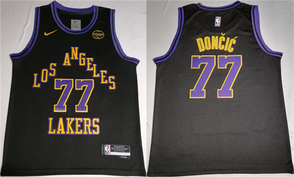 Los Angeles Lakers #77 Luka Doncic Black 2025 Stitched Basketball Jersey
