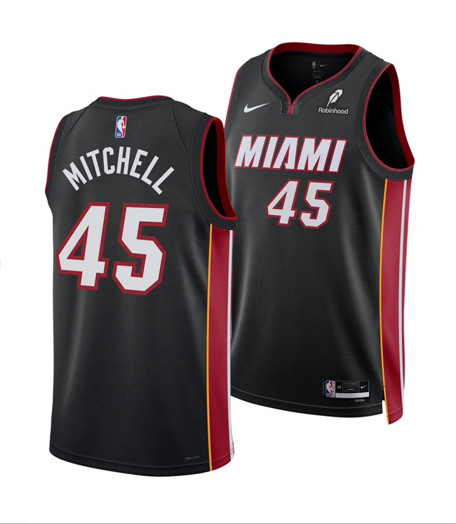 Miami Heat #45 Davion Mitchell Black 2025 Icon Edition Swingman Stitched Basketball Jersey