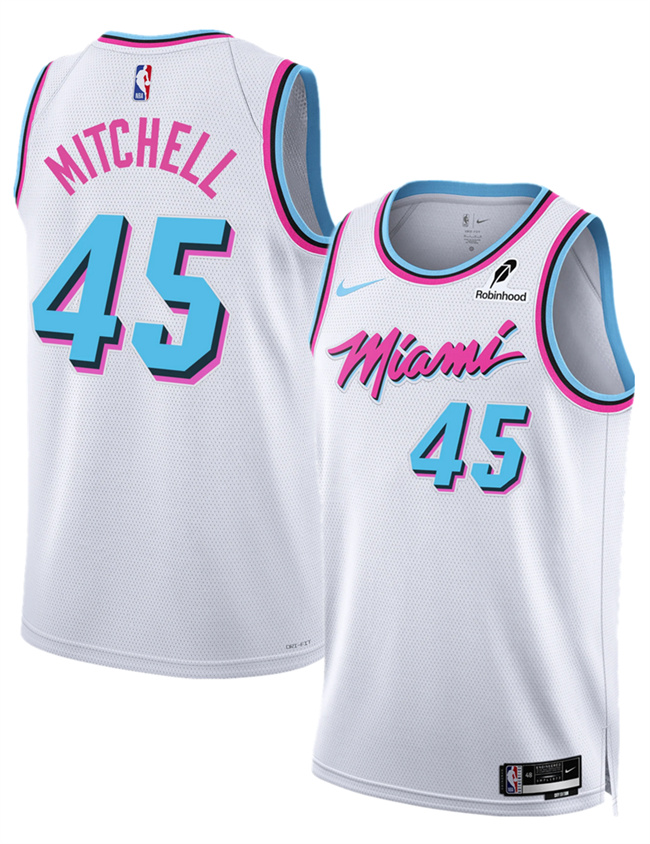 Miami Heat #45 Davion Mitchell White 2025 City Edition Stitched Basketball Jersey
