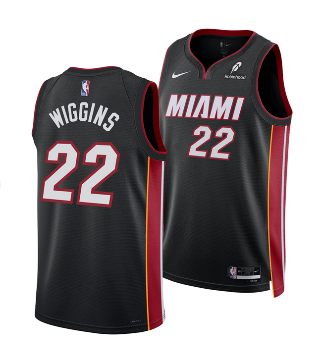Miami Heat #22 Andrew Wiggins Black 2025 Icon Edition Swingman Stitched Basketball Jersey