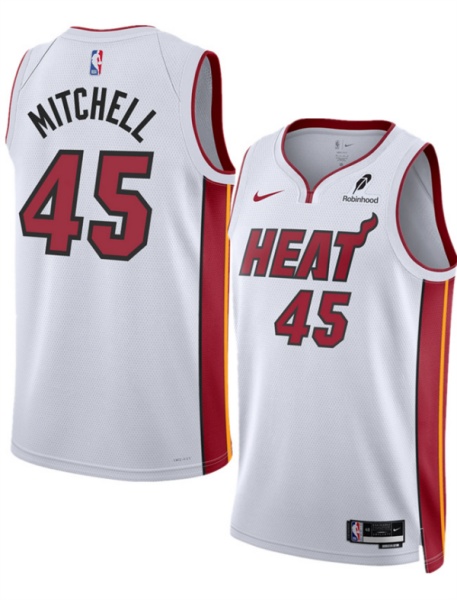 Miami Heat #45 Davion Mitchell White 2025 Association Edition Swingman Stitched Basketball Jersey