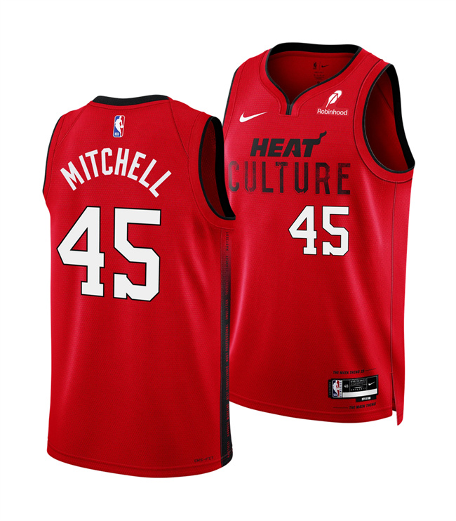 Miami Heat #45 Davion Mitchell Red 2025 City Edition Stitched Basketball Jersey