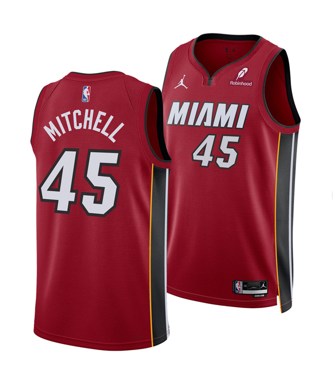 Miami Heat #45 Davion Mitchell Red 2025 Statement Edition Swingman Stitched Basketball Jersey