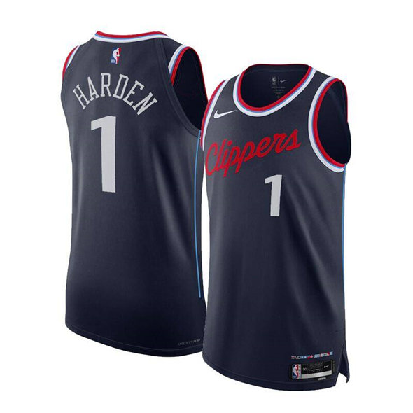 Los Angeles Clippers #1 James Harden Navy 2024-25 Icon Edition Stitched Jersey