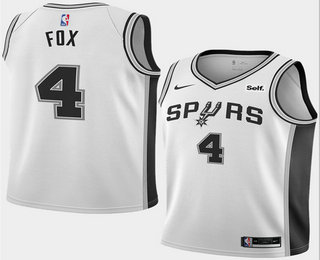 San Antonio Spurs #4 DeAaron Fox White 2025 Association Edition Stitched Jersey