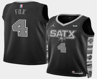 San Antonio Spurs #4 DeAaron Fox Black 2025 Statement Edition Stitched Jersey