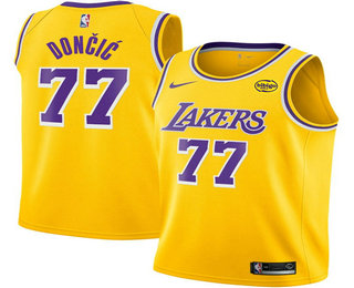 Los Angeles Lakers #77 Luka Doncic Yellow 2025 Icon Edition Stitched Jersey