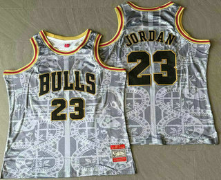Chicago Bulls #23 Michael Jordan Grey Snakeskin Hardwood AU Throwback Jersey