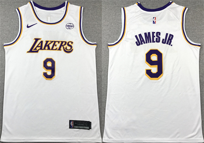 Los Angeles Lakers #9 Bronny James Jr. White 2024 Draft Icon Edition Stitched Basketball Jersey