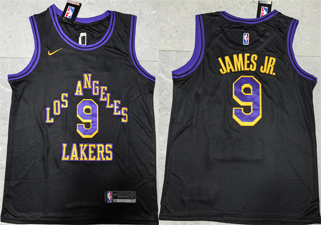 Los Angeles Lakers #9 Bronny James Jr. Black 2024 Draft Stitched Basketball Jersey