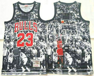 Chicago Bulls #23 Michael Jordan Black Last Throw Swingman Jersey