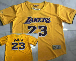 Los Angeles Lakers #23 Lebron James Yellow Short Sleeved AU Throwback Jersey