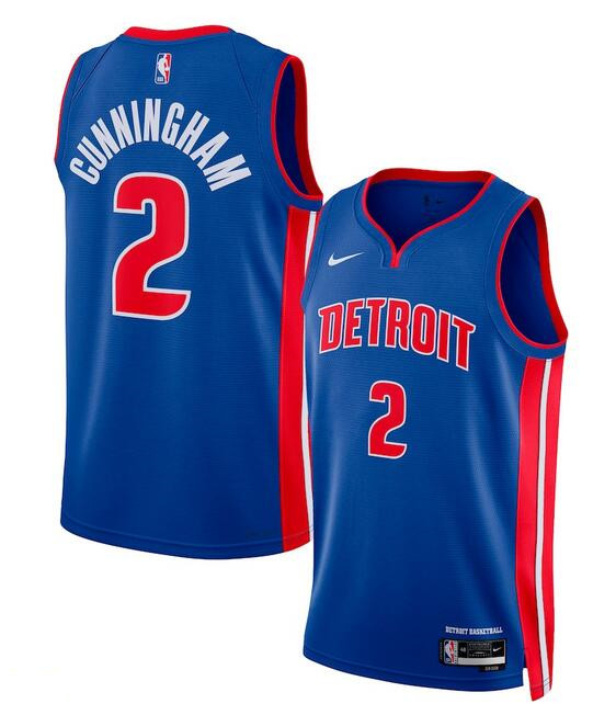 Detroit Pistons #2 Cade Cunningham Blue 2024 Icon Edition Stitched Baseball Jersey