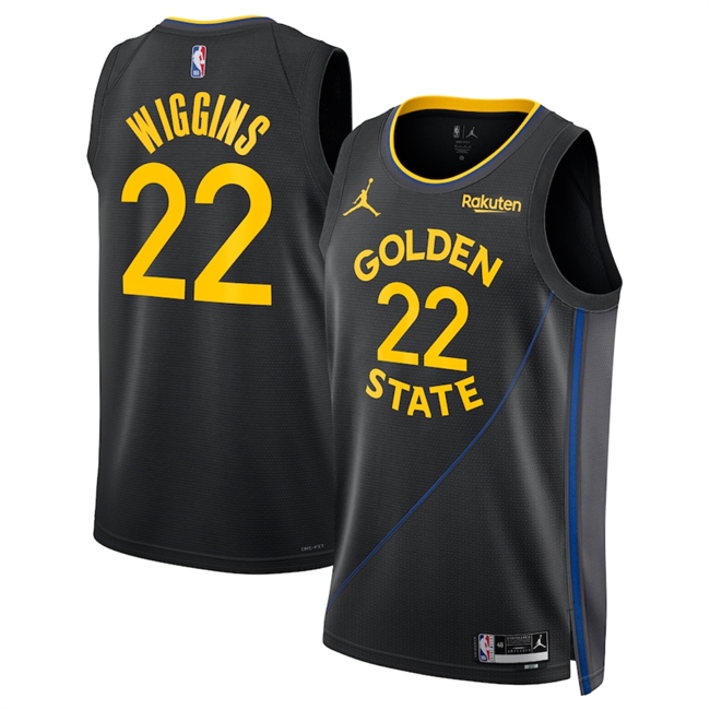 Golden State Warriors #22 Andrew Wiggins Black 2024-25 Statement Edition Stitched Basketball Jersey