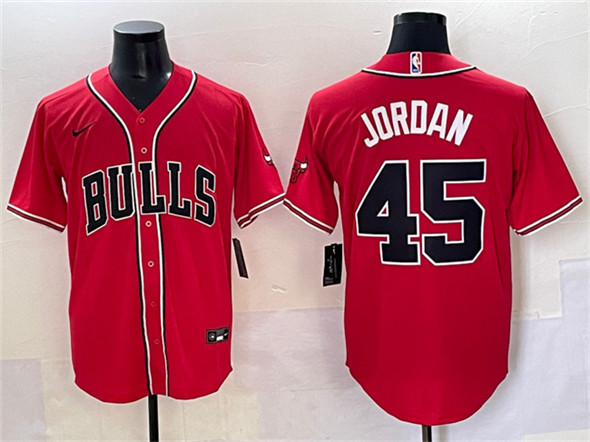 Chicago Bulls #45 Michael Jordan Red Cool Base Stitched Baseball Jersey