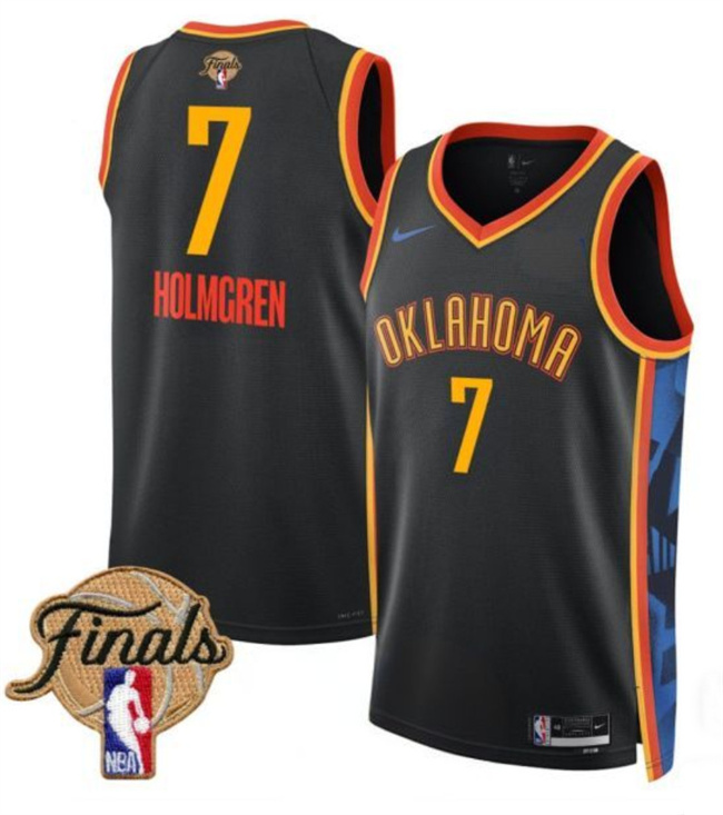 Oklahoma City Thunder #7 Chet Holmgren Black 2025 Finals City Edition Stitched Basketball Jersey