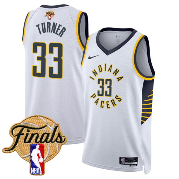 Indiana Pacers #33 Myles Turner White 2025 Finals Association Edition Stitched Basketball Jersey Indiana Pacers #33 Myles Turner White 2025 Finals Association Edition Stitched Basketball Jersey