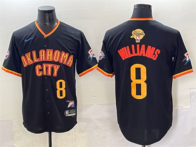 Oklahoma City Thunder #8 Jalen Williams Black 2025 Finals Vapor Stitched Baseball Jersey