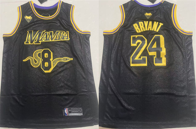 Los Angeles Lakers Front #8 Back #24 Kobe Bryant Black Stitched Basketball Jersey Los Angeles Lakers Front #8 Back #24 Kobe Bryant Black Stitched Basketball Jersey