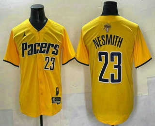 Indiana Pacers #23 Aaron Nesmith Yellow 2025 Finals Vapor Stitched Baseball Jersey Indiana Pacers #23 Aaron Nesmith Yellow 2025 Finals Vapor Stitched Baseball Jersey