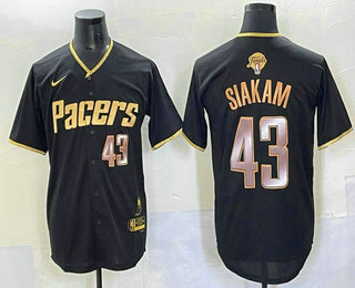 Indiana Pacers #43 Pascal Siakam Black Gold 2025 Finals Vapor Stitched Baseball Jersey Indiana Pacers #43 Pascal Siakam Black Gold 2025 Finals Vapor Stitched Baseball Jersey