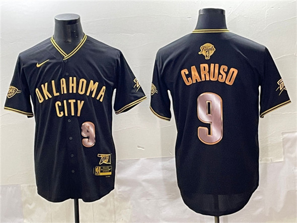 Oklahoma City Thunder #9 Alex Caruso Black Gold 2025 Finals Vapor Stitched Baseball Jersey