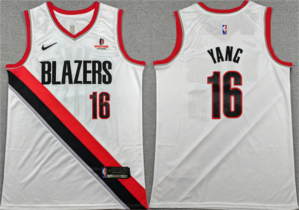 Portland Trail Blazers #16 Yang Hansen White Association Edition Stitched Basketball Jersey