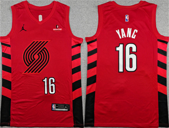 Portland Trail Blazers #16 Yang Hansen Red Statement Edition Stitched Basketball Jersey
