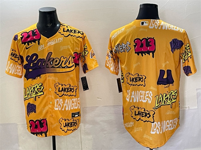 Los Angeles Lakers Blank Yellow Limited Stitched Baseball Jersey
