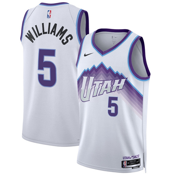 Utah Jazz #5 Cody Williams White 2025 Association Edition Stitched Basketball Jersey