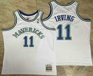 Dallas Mavericks #11 Kyrie Irving White AU Throwback Jersey