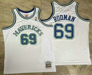 Dallas Mavericks #69 Dennis Rodman White AU Throwback Jersey