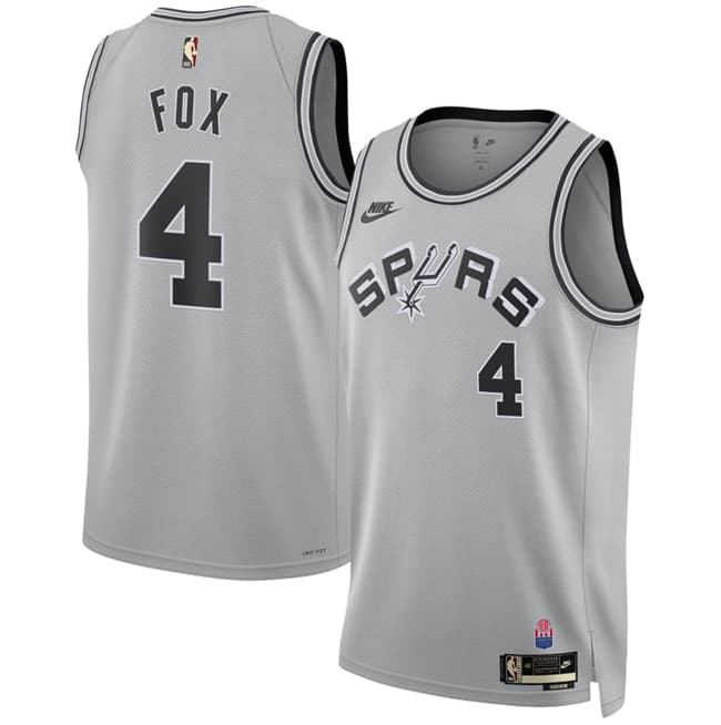 San Antonio Spurs #4 De'Aaron Fox Silver 2026-27 Classic Edition Stitched Basketball Jersey