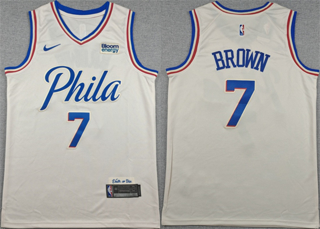 Philadelphia 76ers #7 Jaylen Brown Cream City Edition Swingman Stitched Jersey