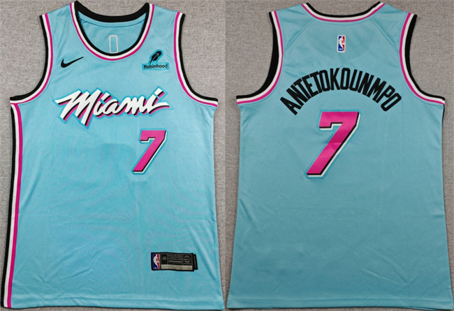 Miami Heat #7 Giannis Antetokounmpo Blue Stitched Basketball Jersey
